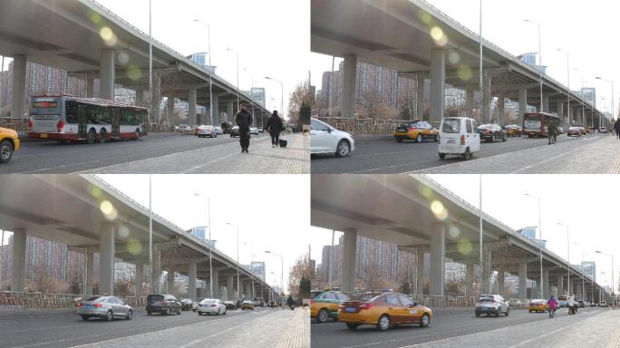 北京交通状况车辆行人人来人往4K实拍原创