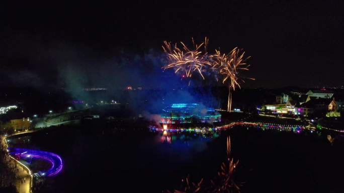 南京江宁大塘金薰衣草庄园夜景烟火表演