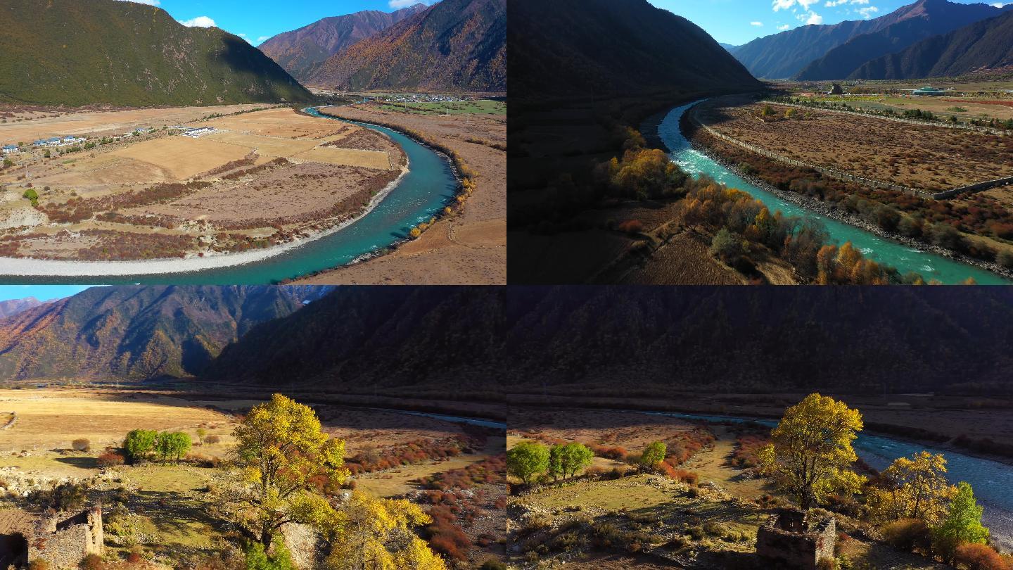 西藏林芝巴河两岸秋天景色