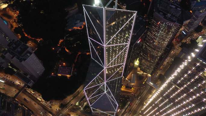 香港大楼航拍夜景