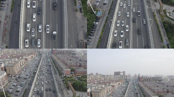4K原版素材高架桥交通车流航拍长春