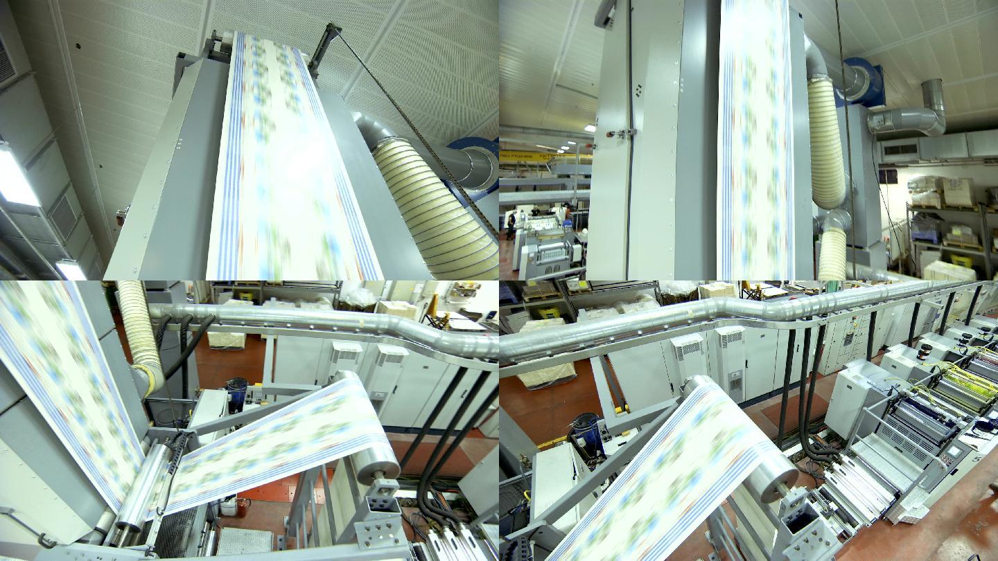 在印刷设备中高速运转的胶印机