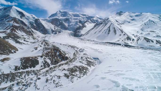 青海鸟瞰图高原海拔雪峰山峰南极北极