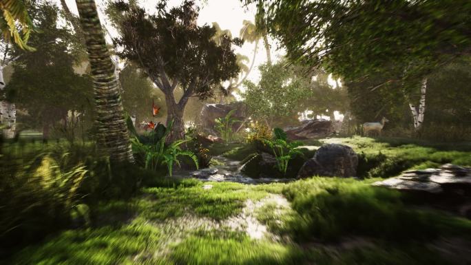 森林景观三维渲染3d模拟丛林
