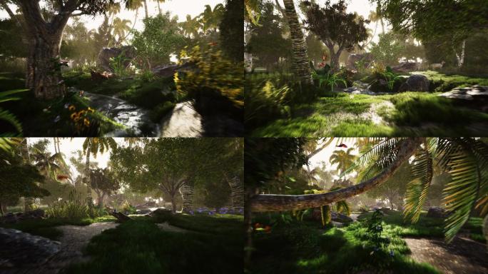 森林景观三维渲染3d模拟丛林