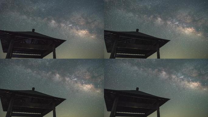 户外星空延时摄影 银河升起 夜晚夜空天文