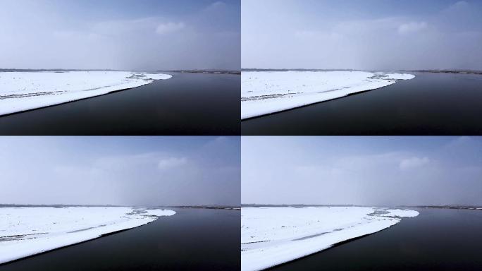 冰雪河套平原黄河航拍-11