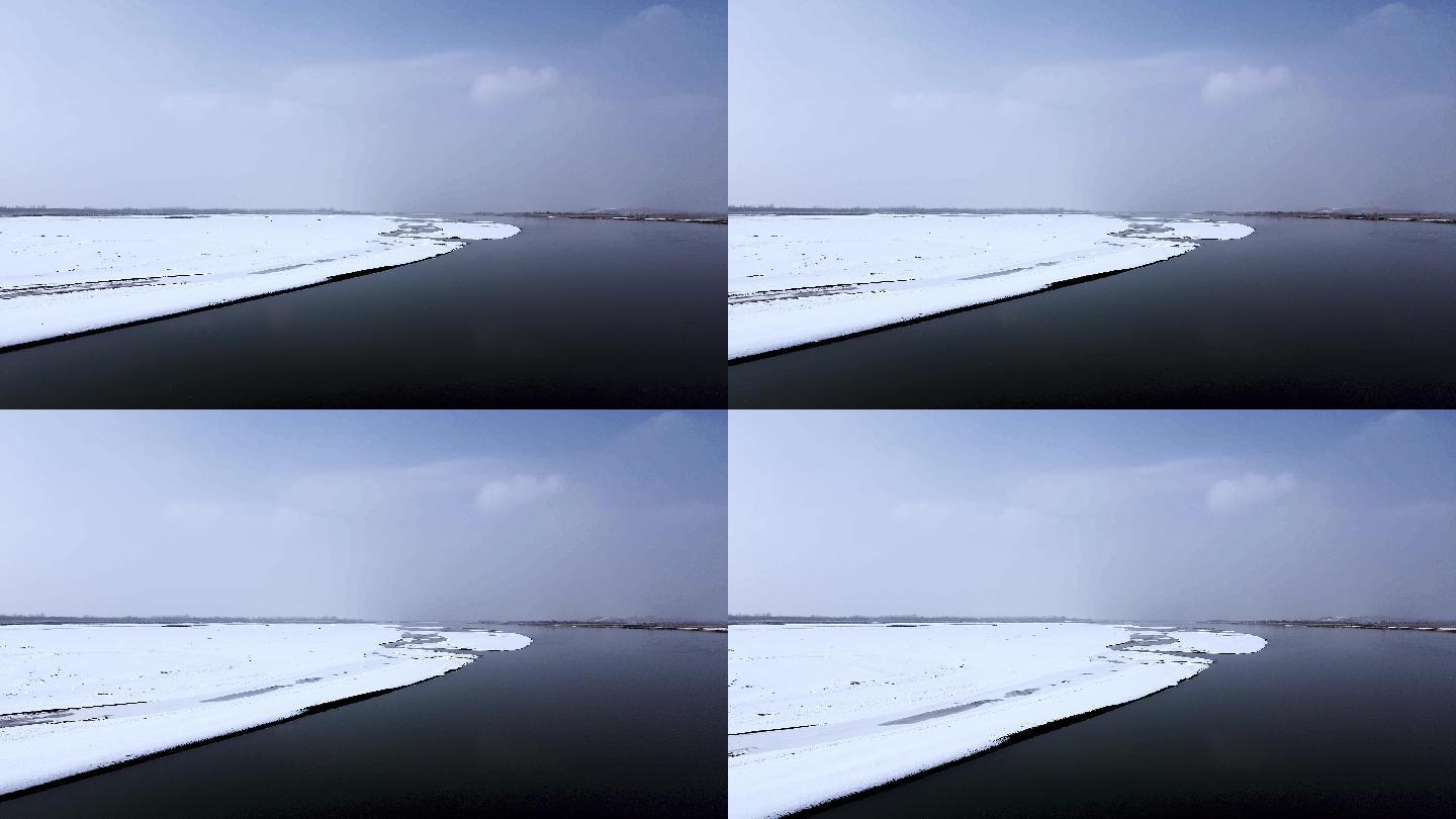 冰雪河套平原黄河航拍-11