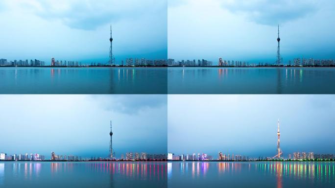 4K正版临沂市沂河电视塔延时视频