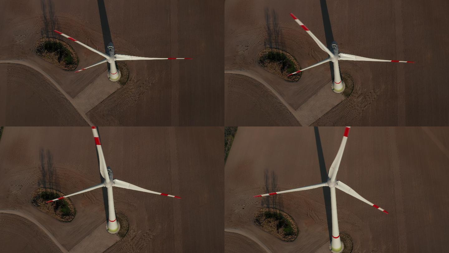 风力涡轮机的特写俯视镜头