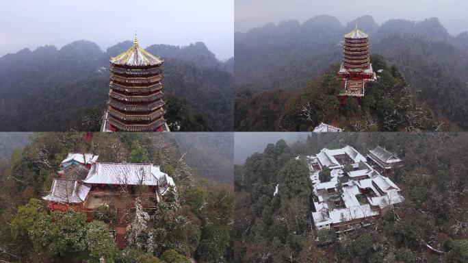 冬雪中的青城山