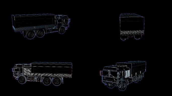 赛博朋克风科技感全息线框货车卡车