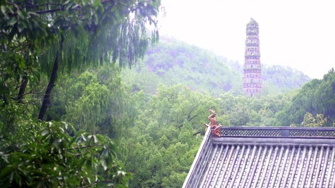 天台著名景点国清风景区国清寺庙古塔隋塔