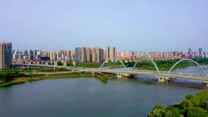 4K航拍临沂市北城新区城市风景