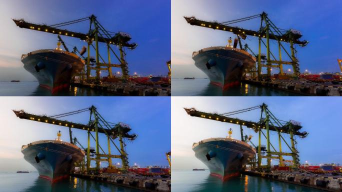 新加坡港口码头时间推移延时视频日出加班繁
