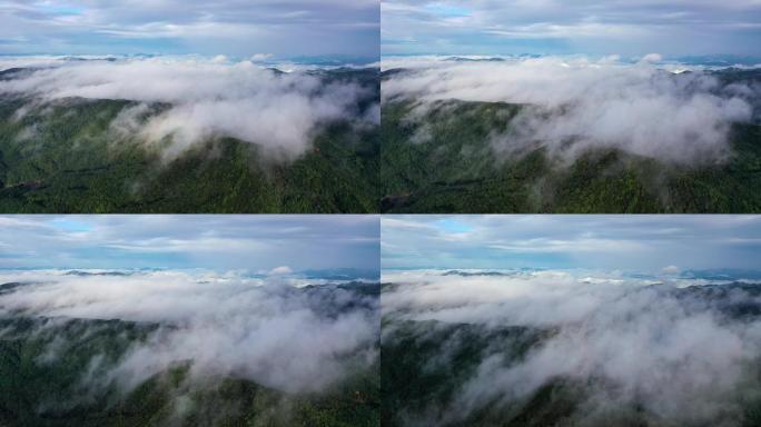 航拍雨过天晴云雾缭绕大气磅礴震撼绿色大山
