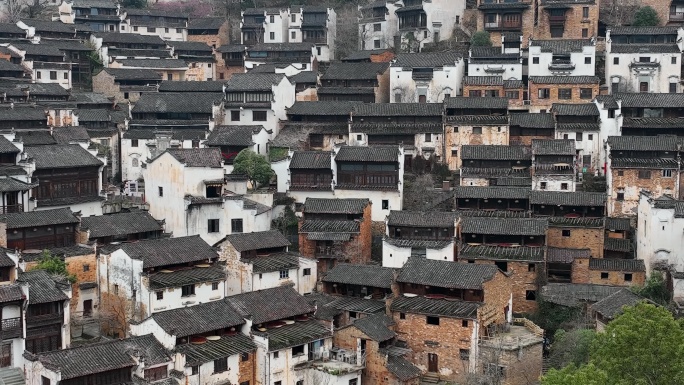 徽派建筑历史村落航拍4k