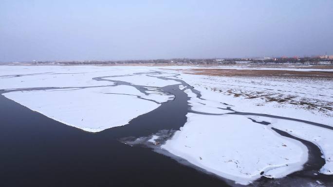 冬季河套平原冰雪黄河-10