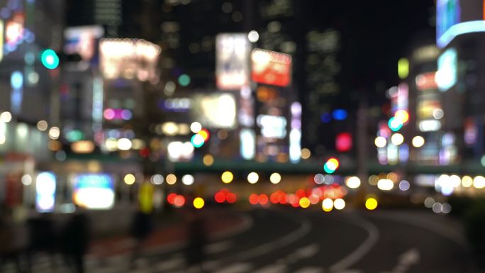 城市夜景虚焦光斑夜色夜晚街景