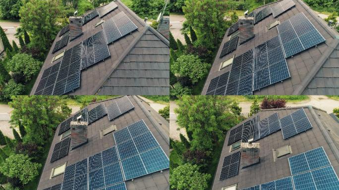 屋顶上的太阳能电池板