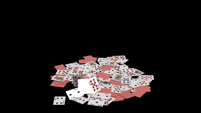 扑克牌屋倒塌纸牌分解解体扑克
