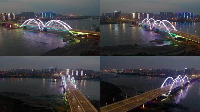 4K航拍山东省临沂市北城新区南京路桥风景