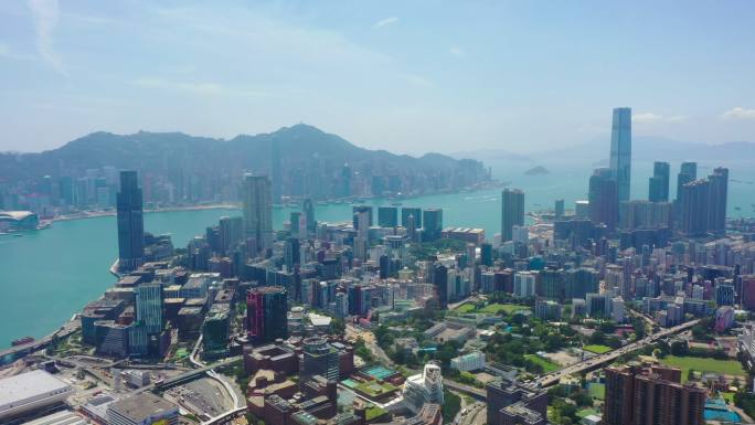 香港城市景观宣传素材无人机拍摄大气全景空