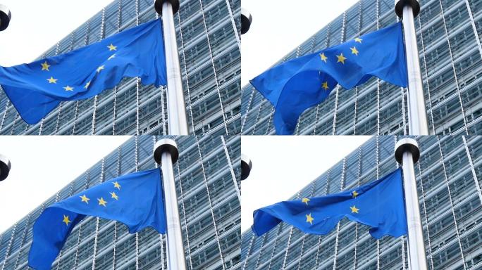 飘动的欧盟旗帜旗帜国旗党政国徽