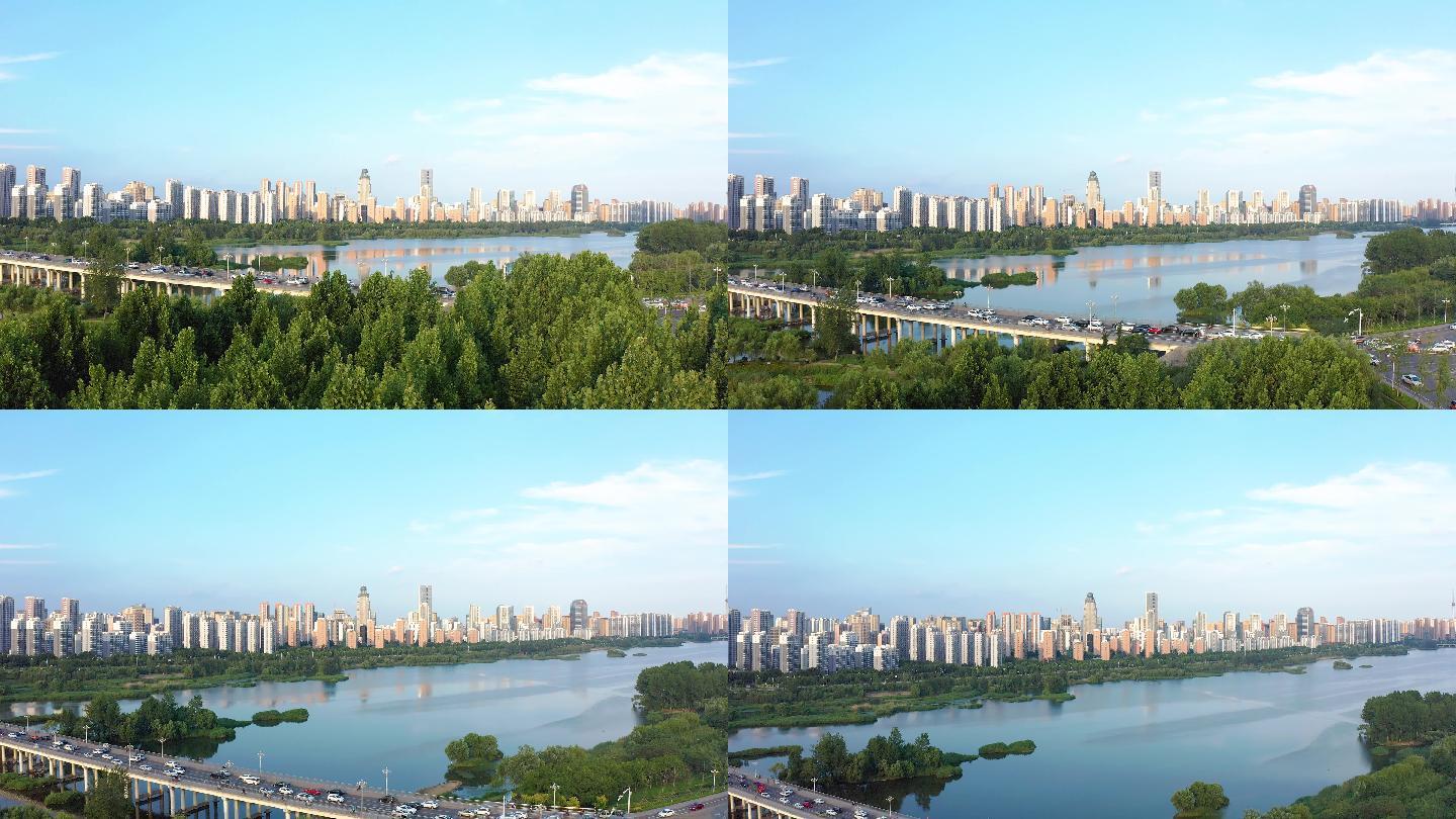 4K航拍山东省临沂市北城新区风景