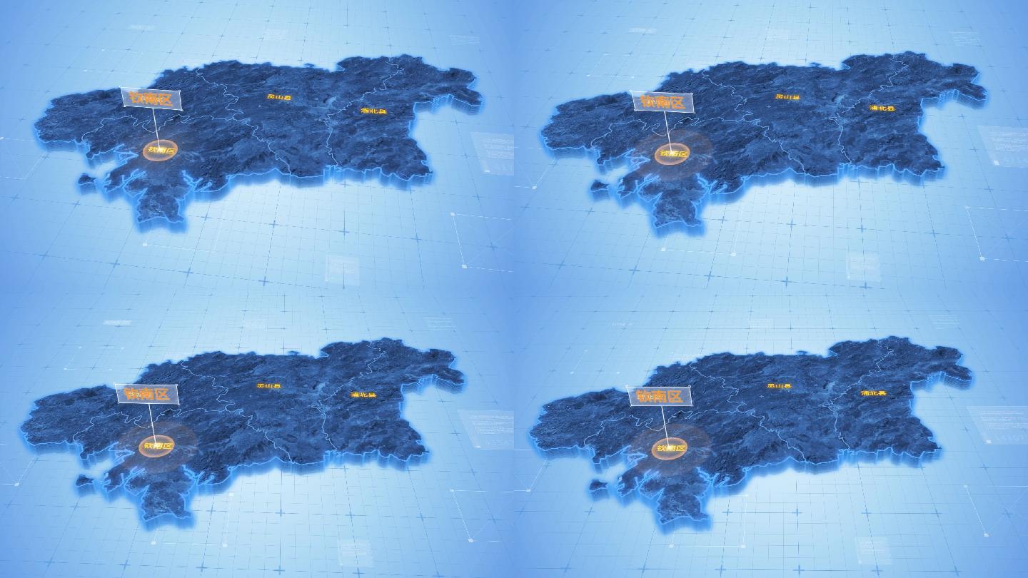 钦州钦南区三维科技地图ae模板