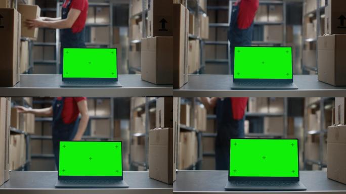 有绿色模拟屏幕的笔记本电脑