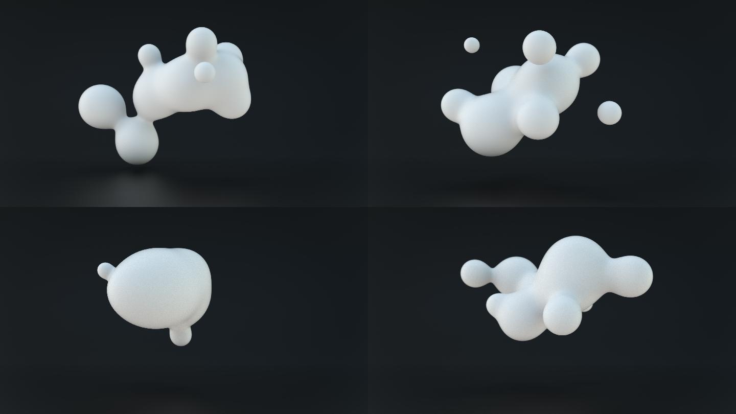 漂浮的白色水滴3D特效视频