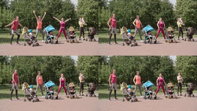 年轻妈妈的锻炼运动健身锻炼有氧慢跑宝妈户