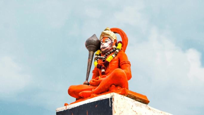 印度神哈努曼与雨雕像佛教信徒