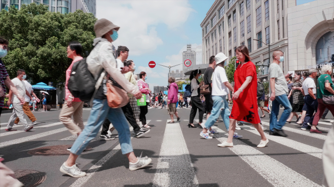 【4K】一大波人群相向而行的忙碌都市