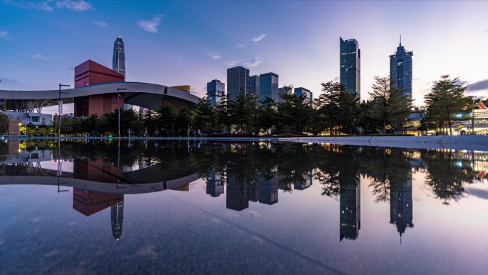 深圳福田中心区夜景车流人流延时素材