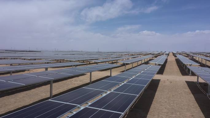 4K大西北新能源太阳能发电站光伏发电