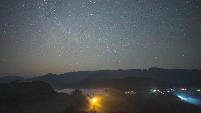 4K 安徽黄山 星空 夜晚猎户座升起宇宙