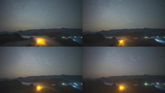 4K 安徽黄山 星空 夜晚猎户座升起宇宙