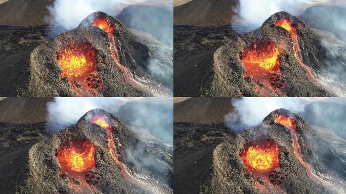 火山喷发熔岩鸟瞰图