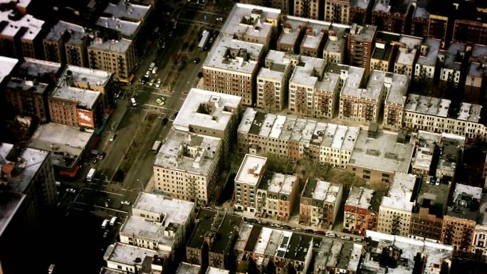 曼哈顿城市的复古鸟瞰图。