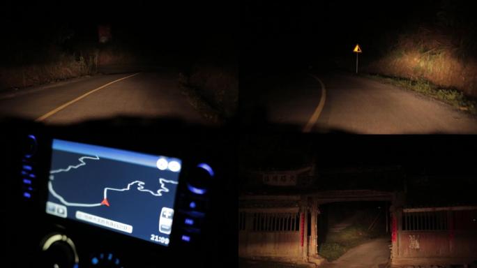 司机视角夜间导航行驶山路视频素材