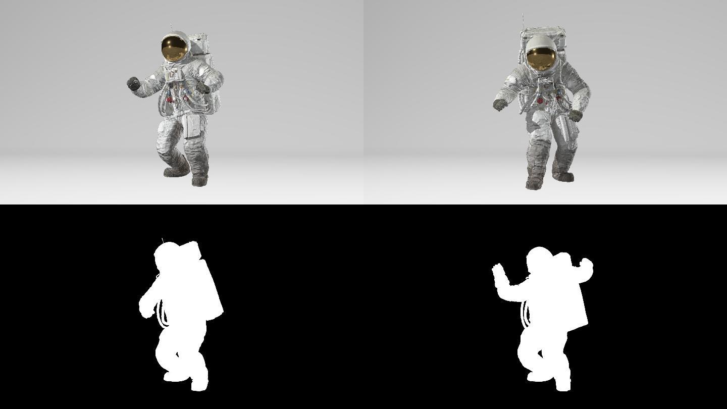 宇航员跳舞。三维航天员扭秧歌皮调皮清闲快