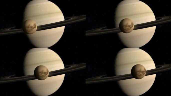 行星围绕土星旋转三维动画模型天体宇宙银河