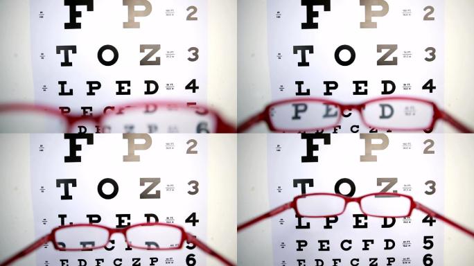 眼镜试图专注于阅读测试