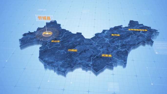来宾忻城县三维科技地图