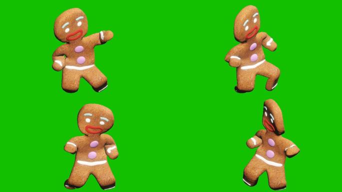 姜饼人正在跳圣诞舞。