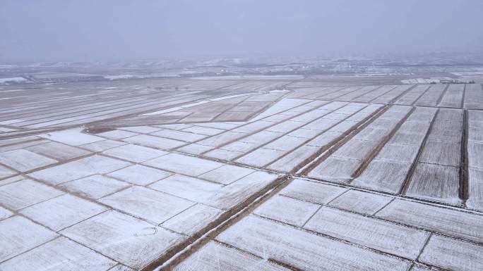 冰雪农业农田平原大地航拍