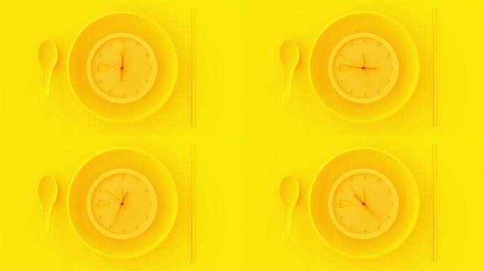 碗里的黄色时钟钟表时间流逝视觉创意意境