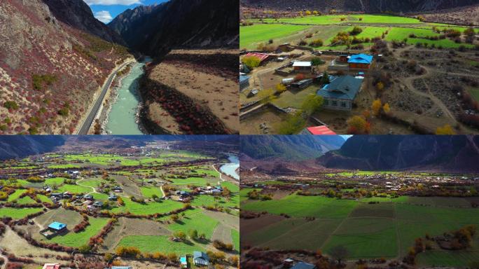 西藏波密县玉普乡米堆大峡谷的河流与乡村